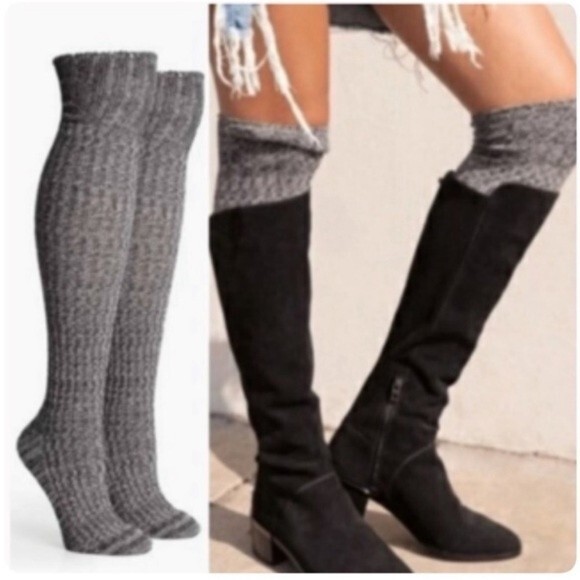 Richer Poorer Reina Ribbed Over The Knee OTK Textured Socks Heather Grey - Picture 2 of 11